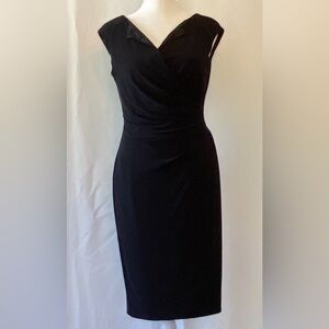 Lauren Ralph Lauren Classic Black Sleeveless Faux Wrap Knee Length Dress Size 4